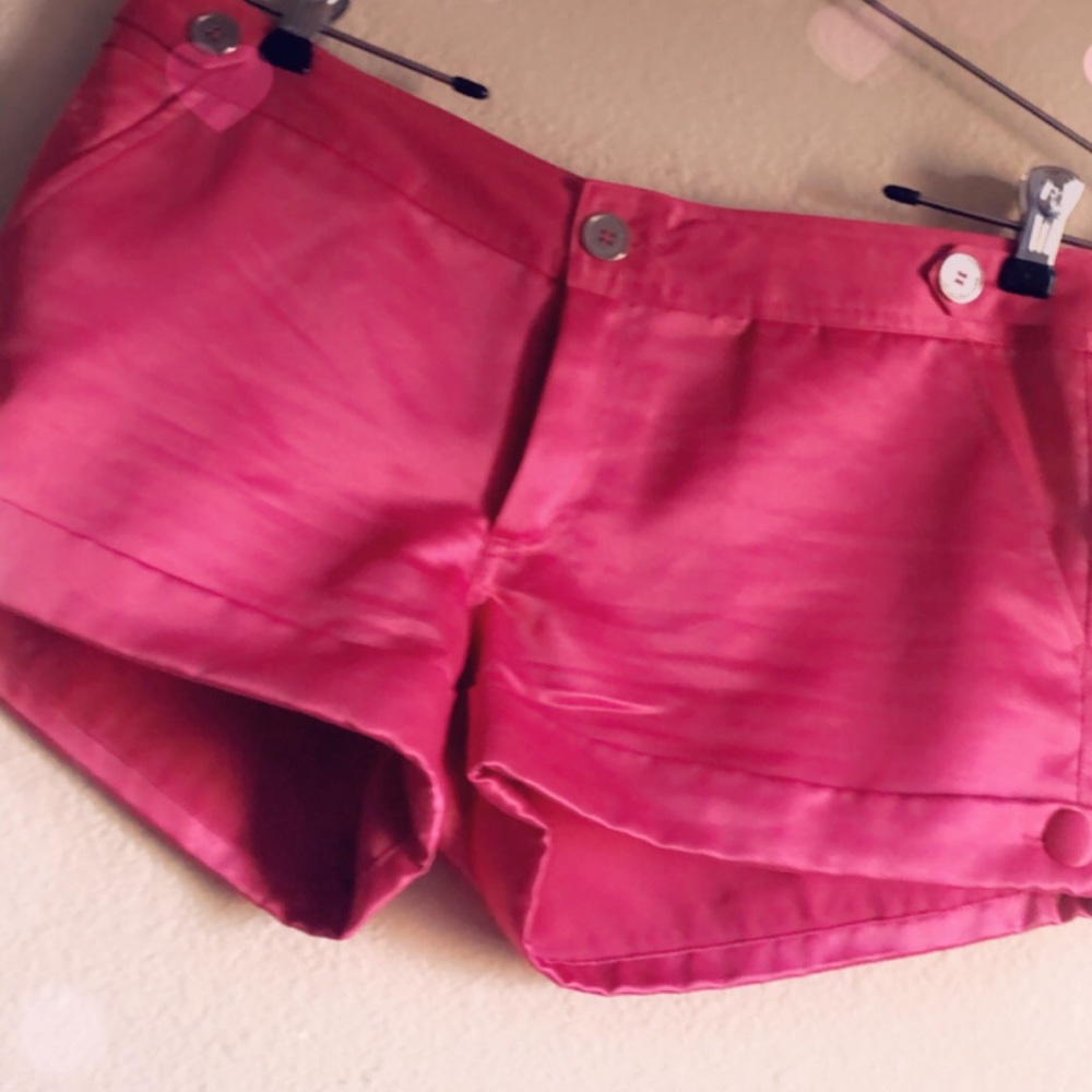 Hot Pink Satin Shorts by Mark Echo